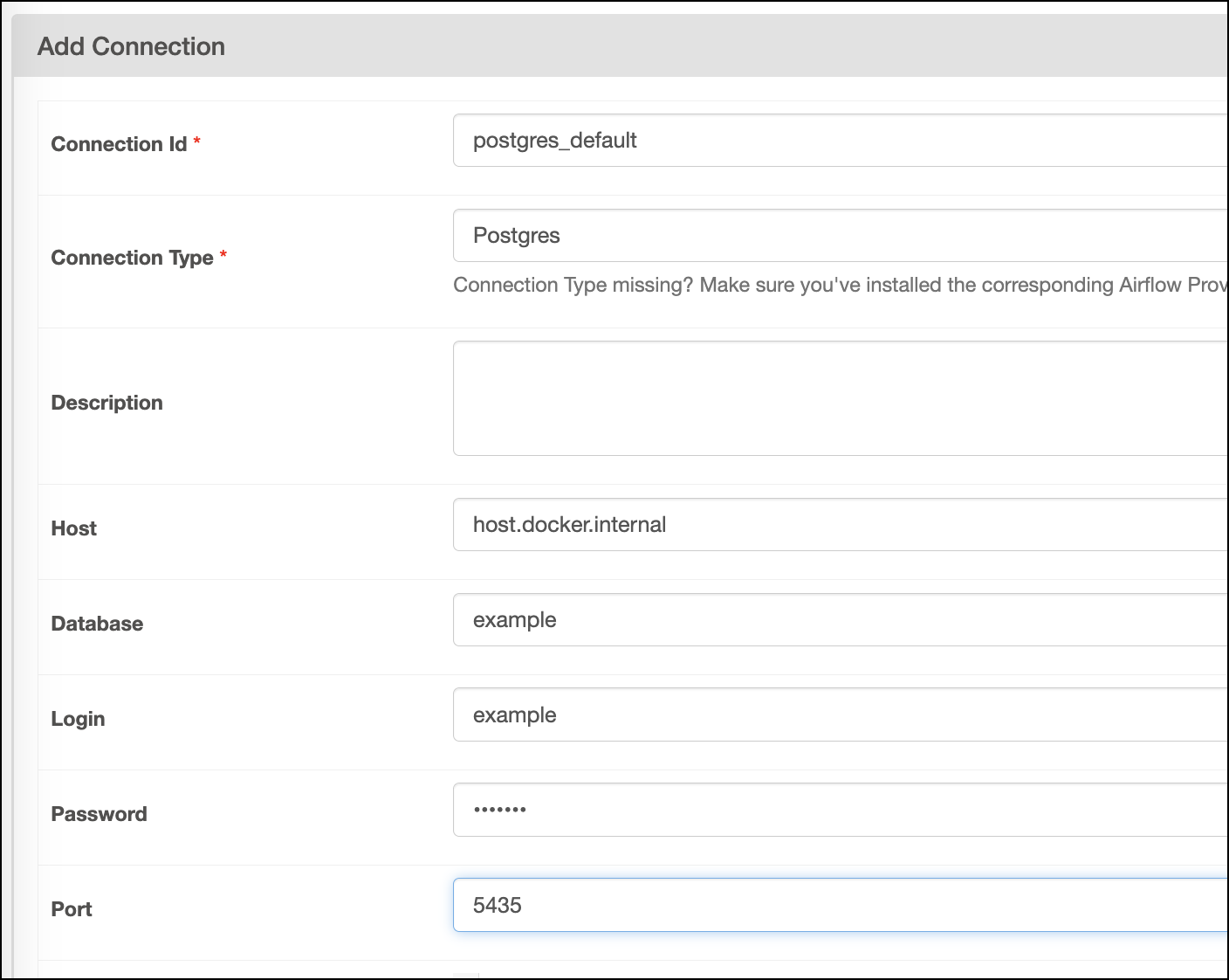 Postgres connection in UI