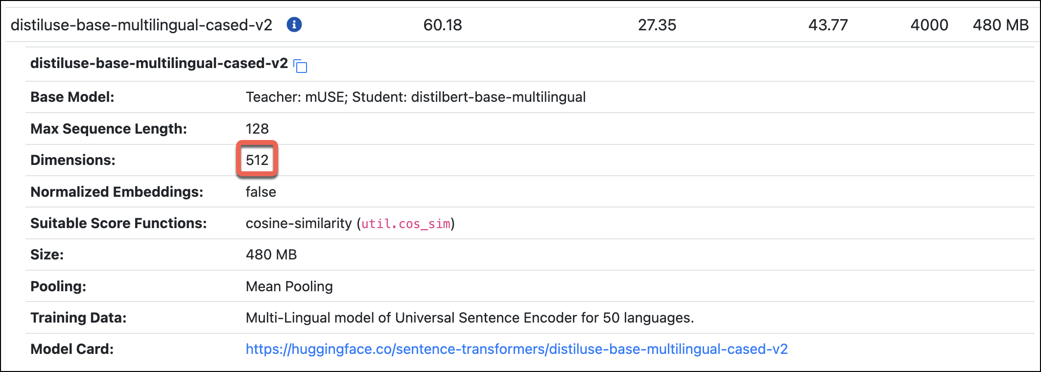 SBERT model information from SBERT docs