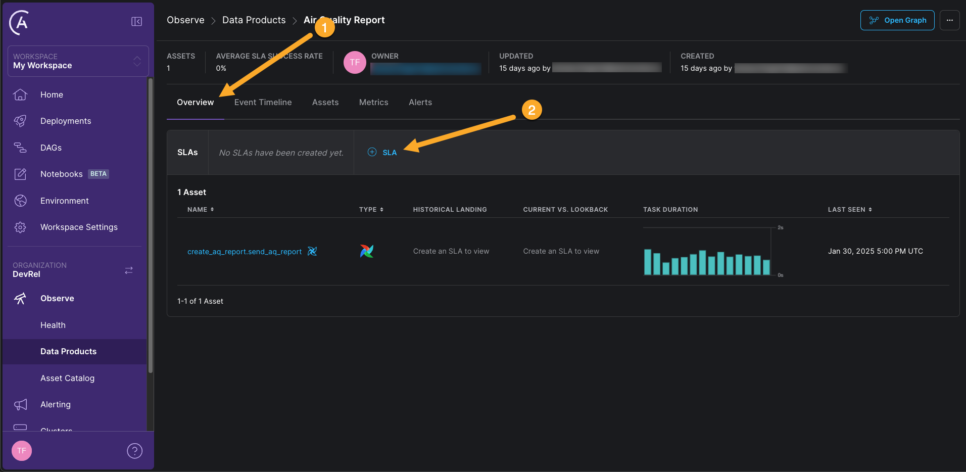 Add an SLA to the data product.