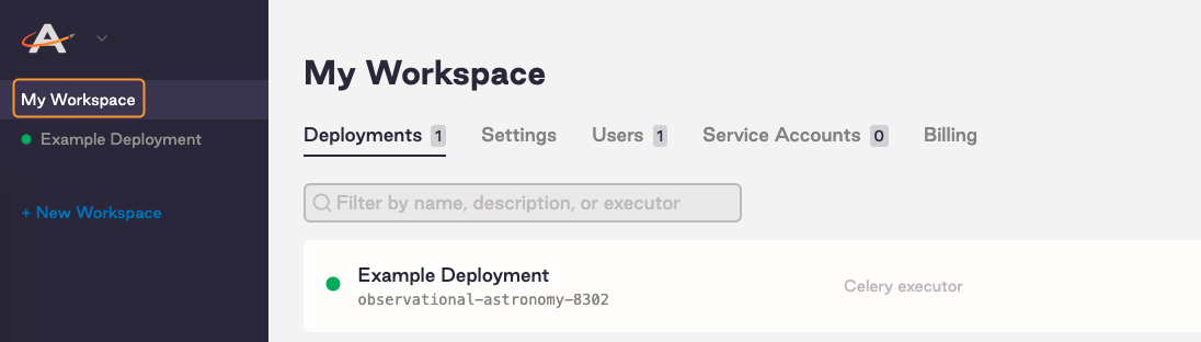Open Workspace in the Software UI