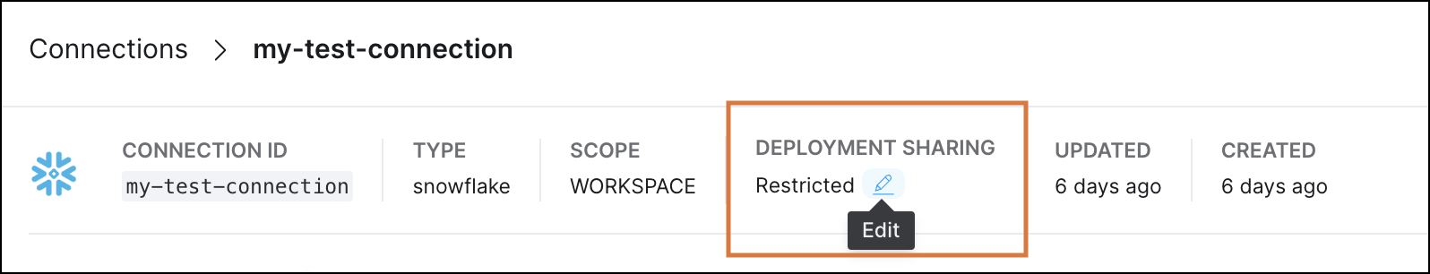 Edit Deployment Sharing settings in the Environment Manager view