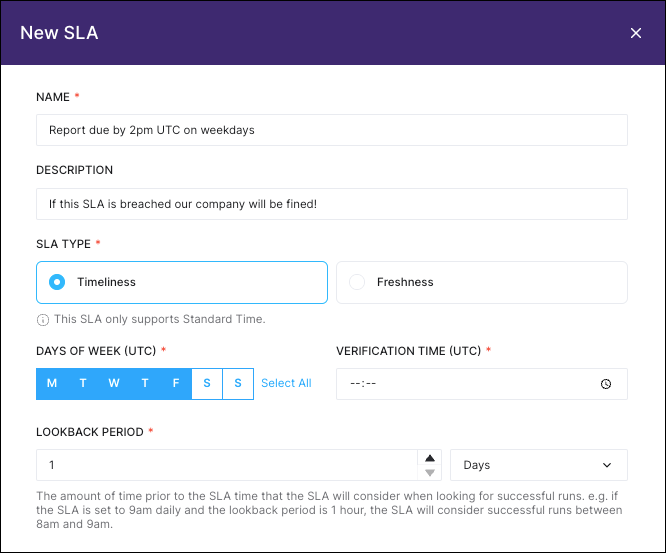 SLA details